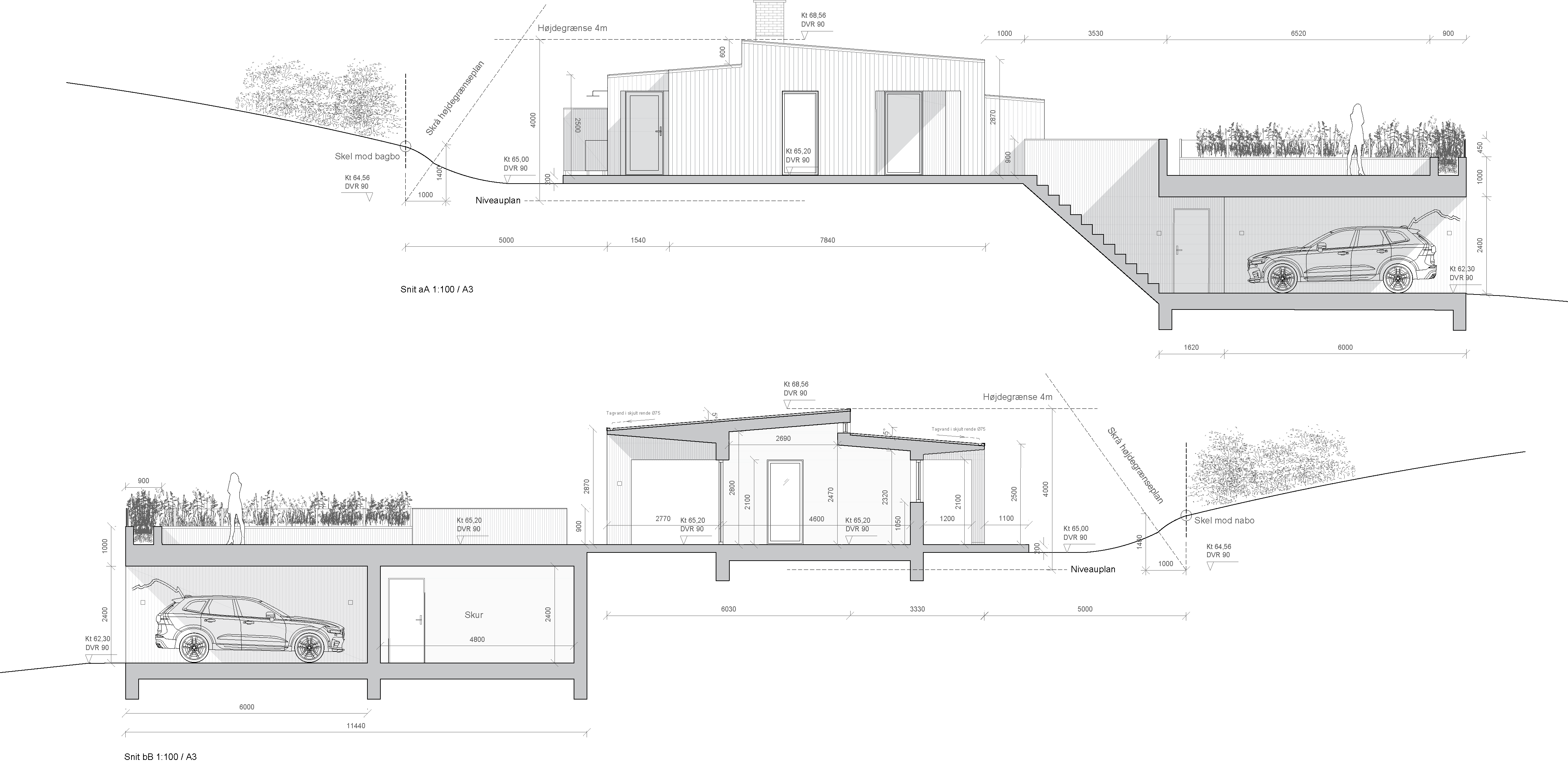 Alfestien_Snit aA+bB Snit af sommerhus